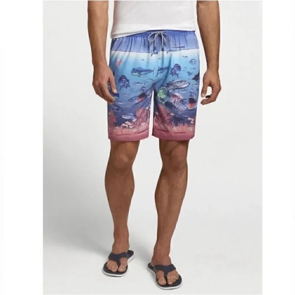 Peter Millar NWT Men's Ocean Traffic Stretch Swim Trunks Size Medium